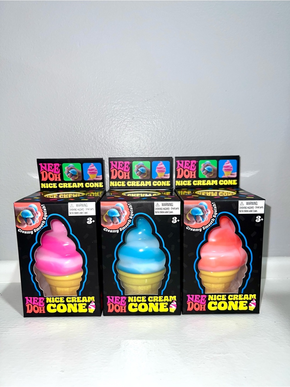 Authentic 3 NeeDoh Nice Cream Cone Squishy Toy